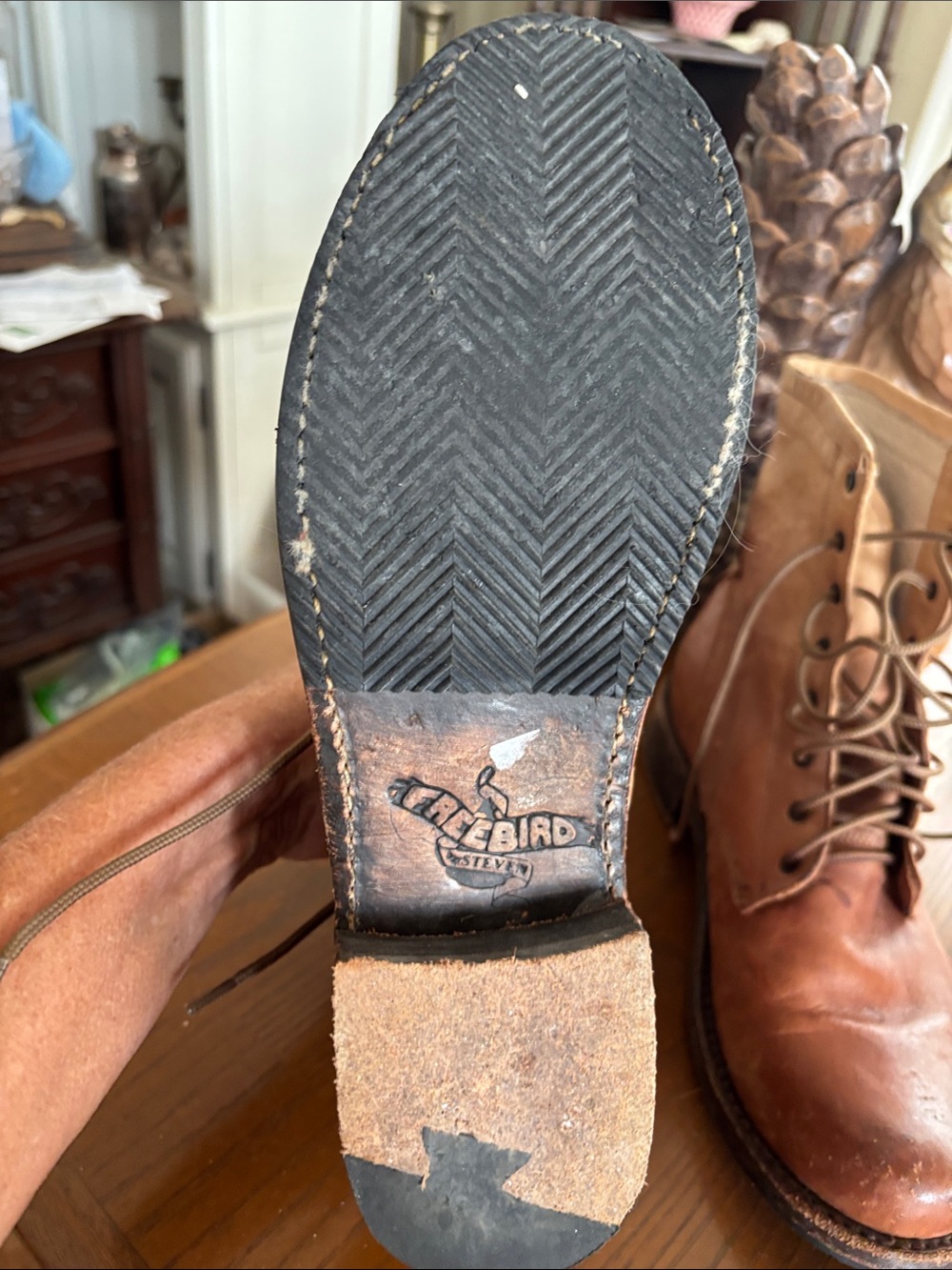 Tan Leather Lace-Up Boots - Picture 6 of 9